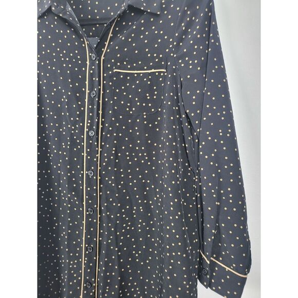 Who What Wear Robe Small Womens Black Brown Polka Dot Long Sleeve Button Front - Picture 2 of 7